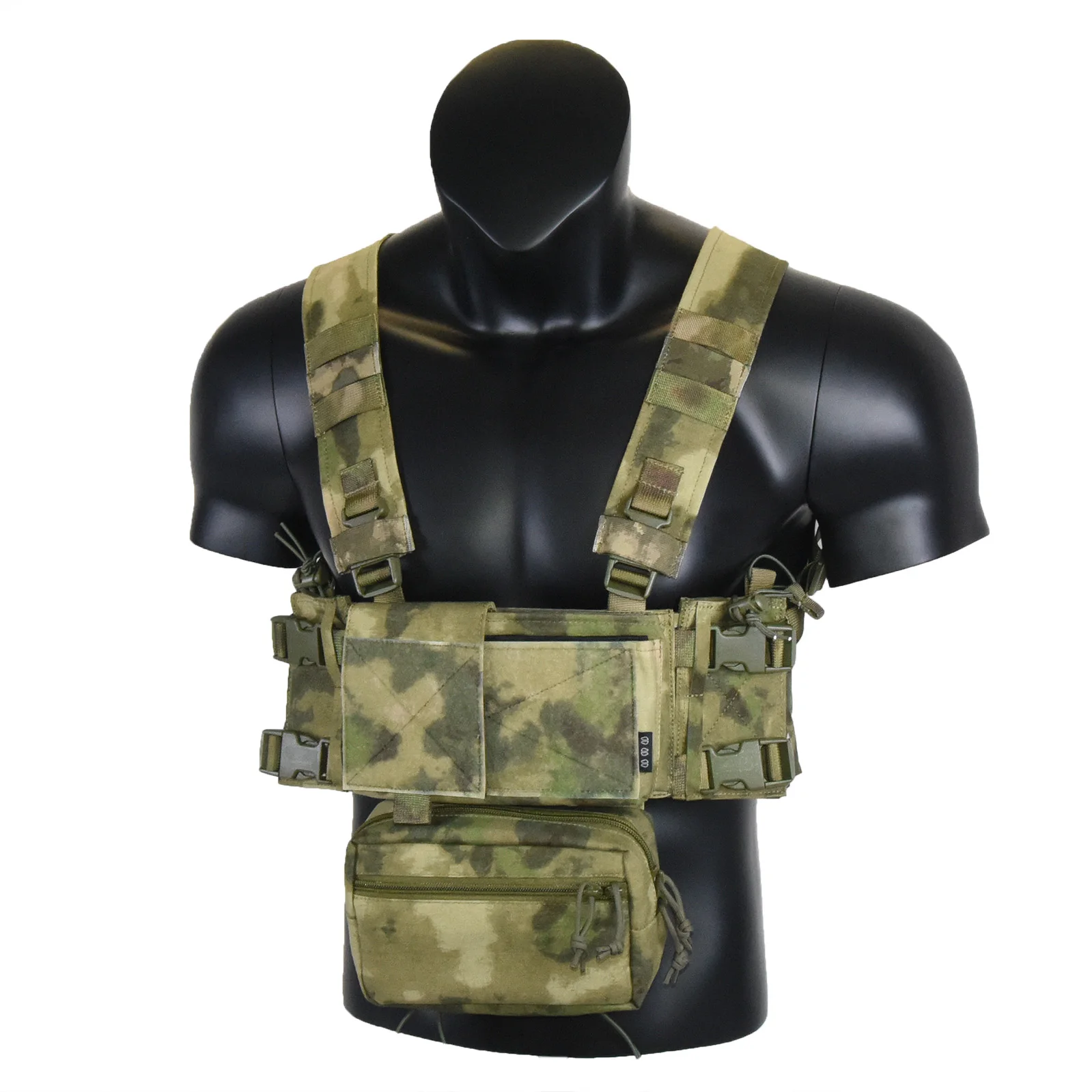 ATFG CAMO Micro Chest Rig with 5.56/7.62 Magazine Holder,Wing Pouches,Dangler Pouch,Fat Strap Shoulder Harness Set - Image 2