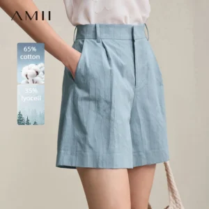 Amii Women's Shorts 2026 Autumn New Versatile Commuter Cotton Shorts Jacquard Casual Basic Women's Loose Wide-leg Pants 12641111