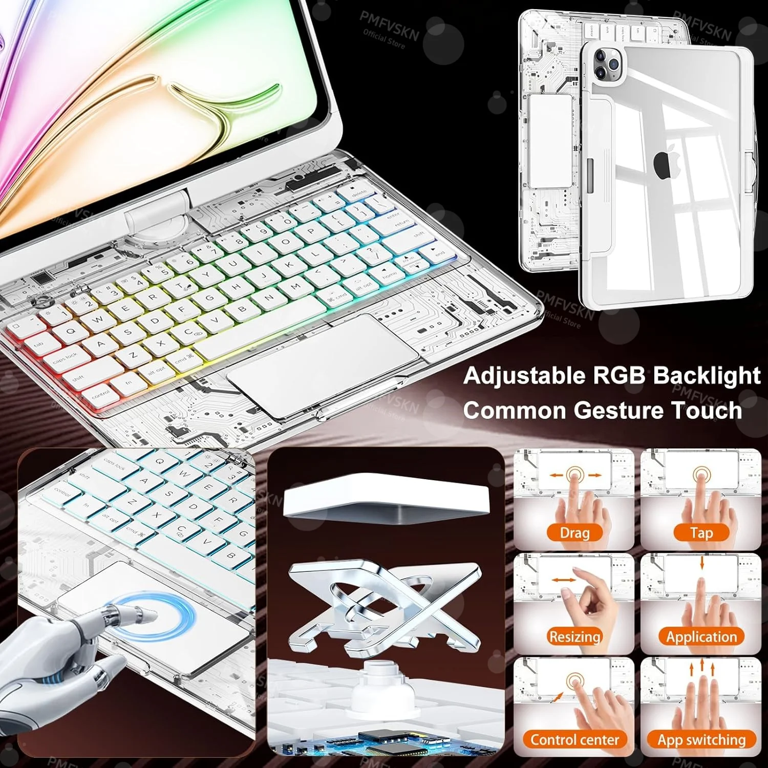 360° Rotate Magic Keyboard For iPad Pro 11 2024 2022 Air 4 5 6 7 For iPad 12.9 13 10th Generation 11th A16 2025 6th 5th 4th Gen - Image 4