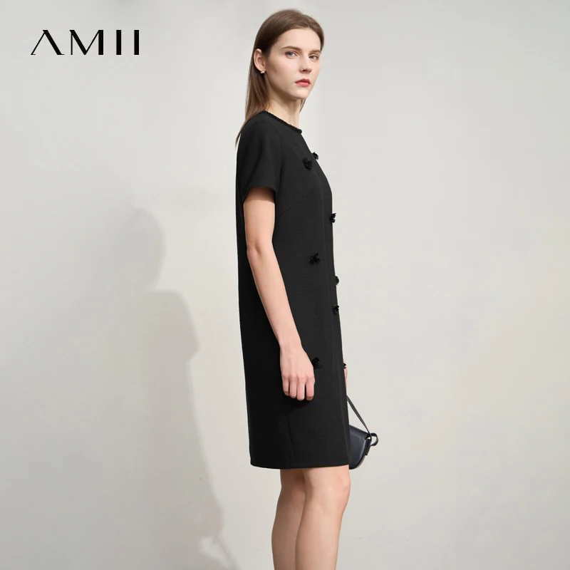 Amii Minimalism Casual Dresses 2025 Summer New Office Lady Elegant Fragrance Beaded Flower Comfort Luxury Women Dresses 12542254 - Image 5