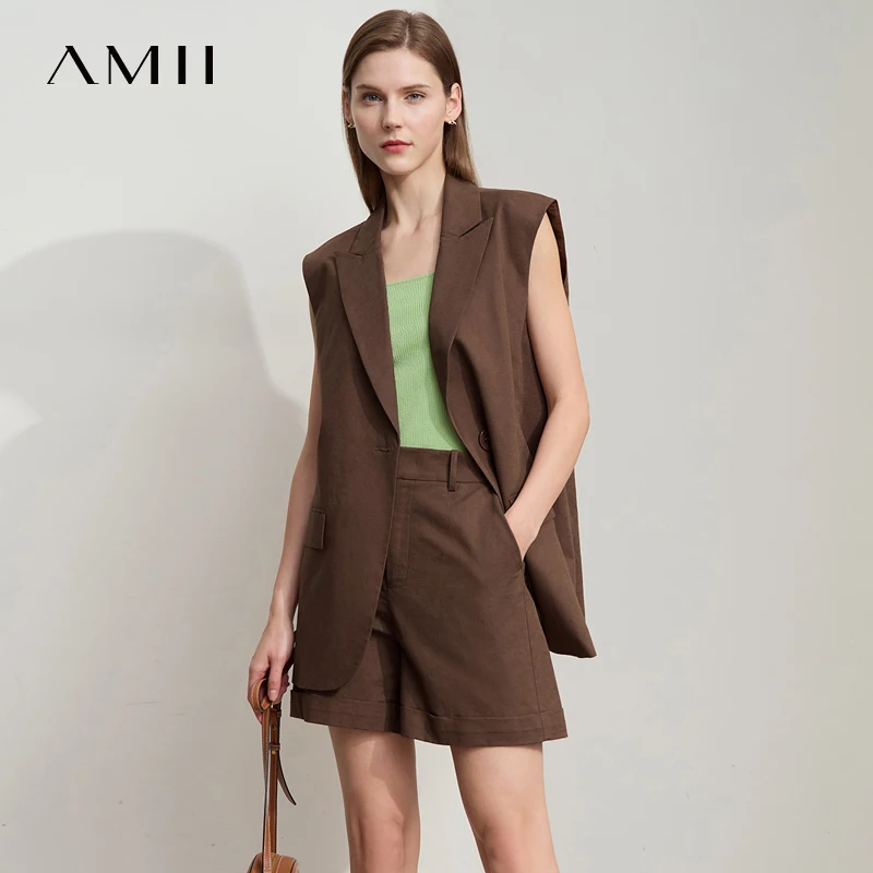 Amii Minimalist New Summer Casual Shorts For Women Loose Pants Cotton Linen Folded Cuffs Commuting Versatile Shorts 12542107 - Image 5