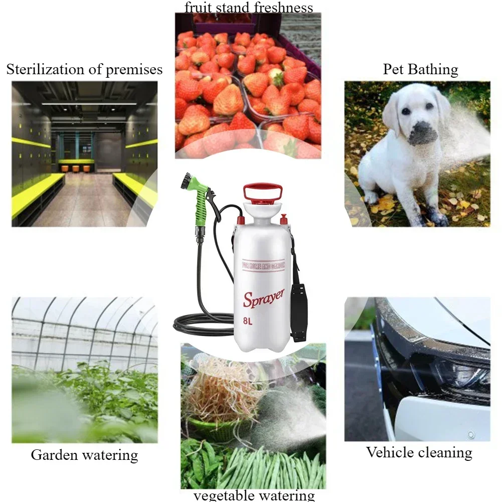 4/5/8L Portable Outdoor Shower,Multifunctional Travel Pet Bather with 3m Hose for Camping,Home Sprayer for Water Flower Wash Car - Image 2