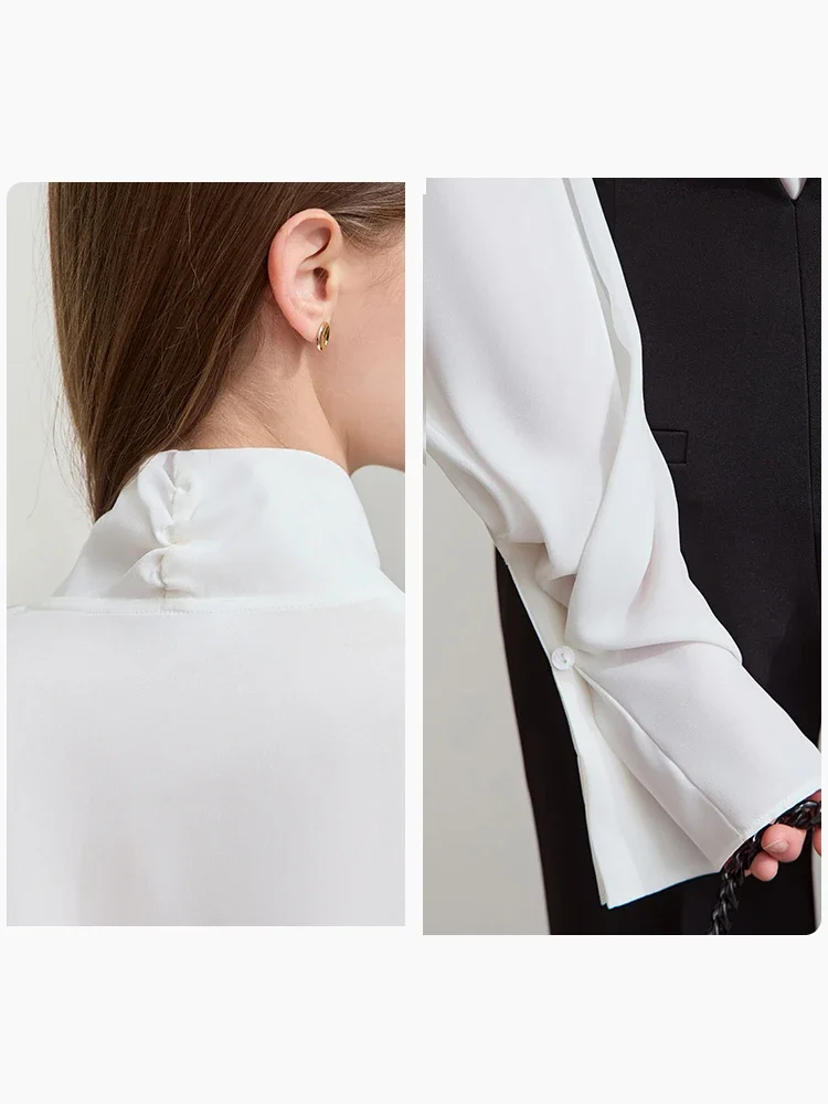 AMII Minimalist Women's Premium Chiffon Blouse 2025 Autumn New Elegant French Luxury Commuter Basic Loose Shirt Tops 12541048 - Image 4