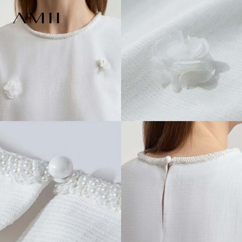 Amii Minimalism Casual Dresses 2025 Summer New Office Lady Elegant Fragrance Beaded Flower Comfort Luxury Women Dresses 12542254 - Image 4