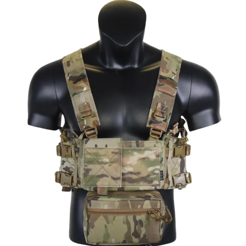 ATFG CAMO Micro Chest Rig with 5.56/7.62 Magazine Holder,Wing Pouches,Dangler Pouch,Fat Strap Shoulder Harness Set - Image 6