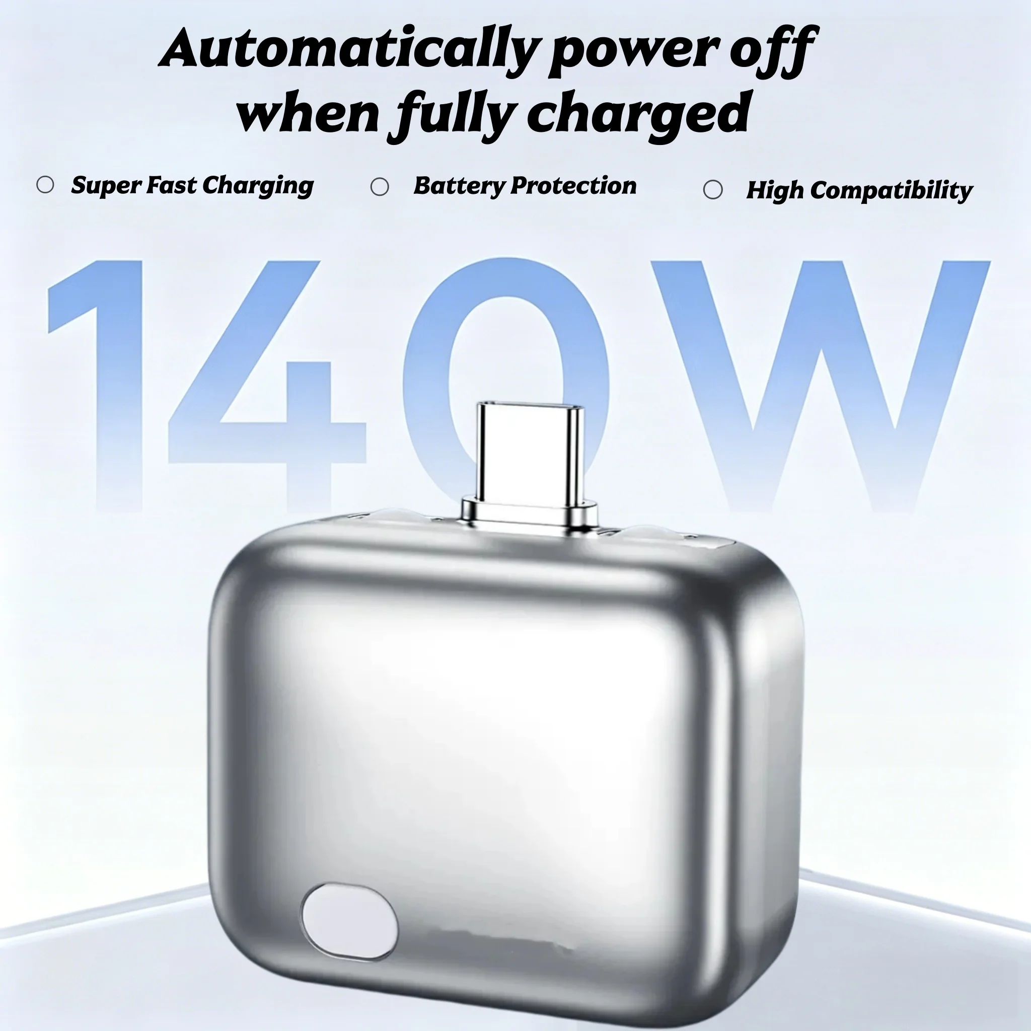 140W Smart Full Charge Self-Cut Type-C Adapter, Universal Auto Disconnect for Night Charging, Overcharge Prevention Separator