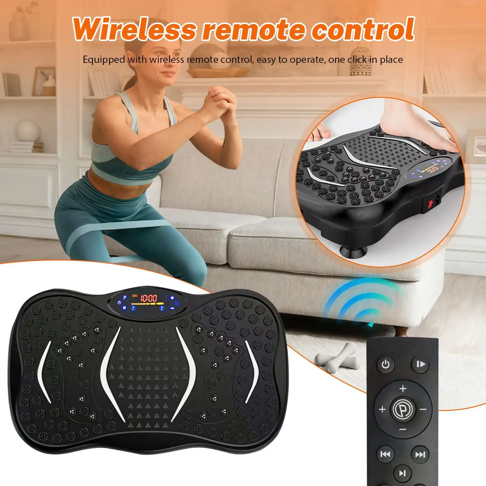 Whole Body Vibration Plate Exercise Machine, Bluetooth Speaker, 5 Auto Modes, LED Display, Resistance Bands for Home Fitness Training - Image 3