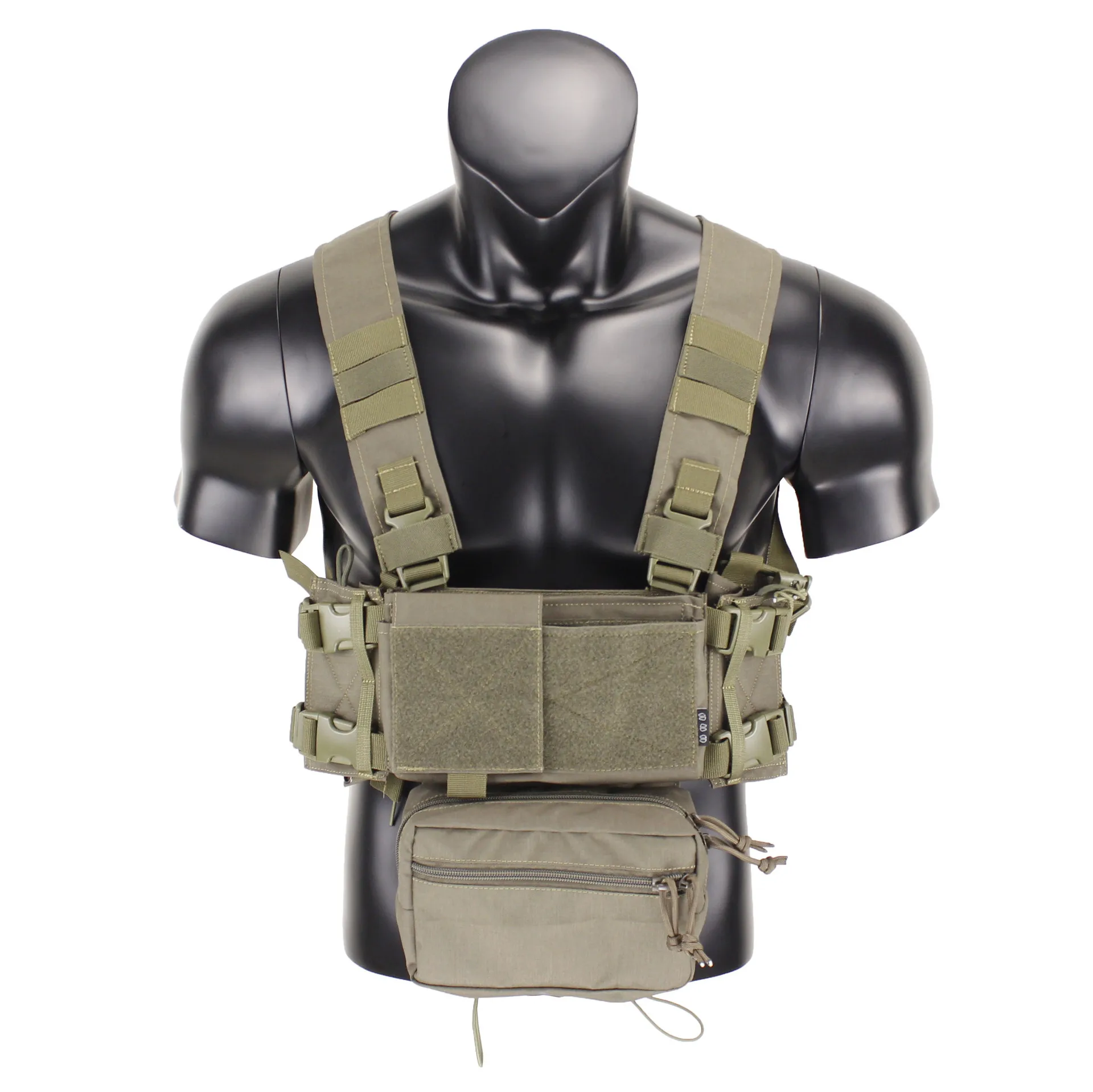 ATFG CAMO Micro Chest Rig with 5.56/7.62 Magazine Holder,Wing Pouches,Dangler Pouch,Fat Strap Shoulder Harness Set - Image 8
