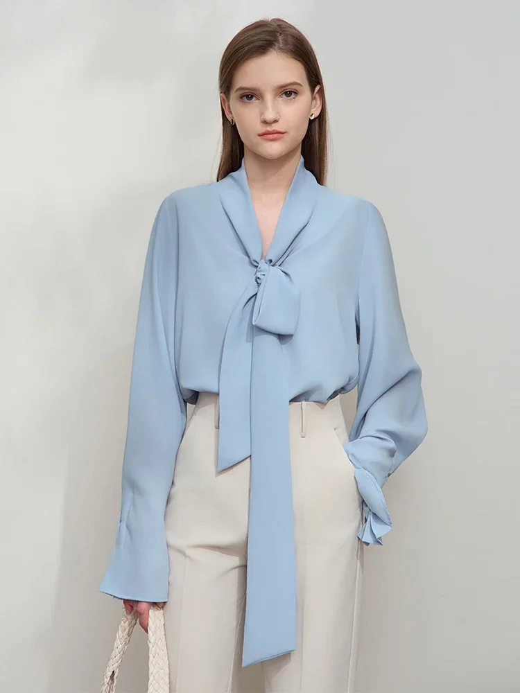 AMII Minimalist Women's Premium Chiffon Blouse 2025 Autumn New Elegant French Luxury Commuter Basic Loose Shirt Tops 12541048 - Image 5