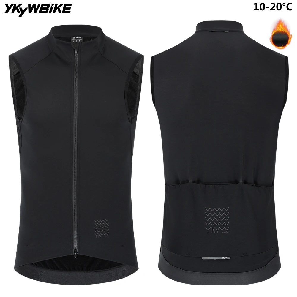 YKYWBIKE Cycling Gilet Bicycle Vest Thermal Winter Windproof 2 Way Zippers Road Bike Anti-Splash Cycling Windbreaker