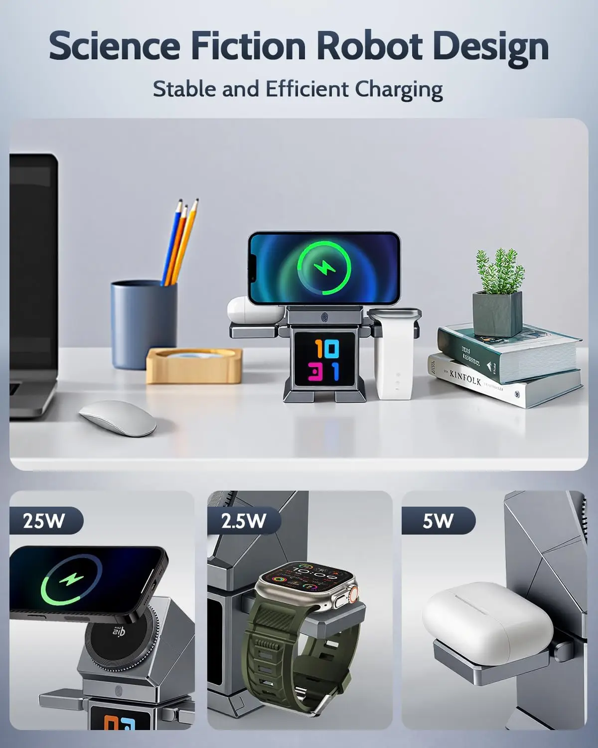 7 in 1 Wireless Charger Qi2.2 Certified 25W Magnetic Fast Charging Station Bluetooth Speaker for iPhone 17~12 iWatch Airpods Pro - Image 3