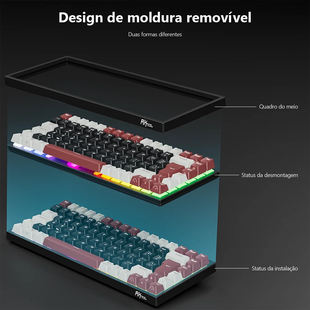 RK84 RK ROYAL KLUDGE Brazilian Wireless Gamer Keyboard Tri-mode BT5.0/2.4G/USB-C 75% RGB Bluetooth Mechanical Keyboard Portugal - Image 2