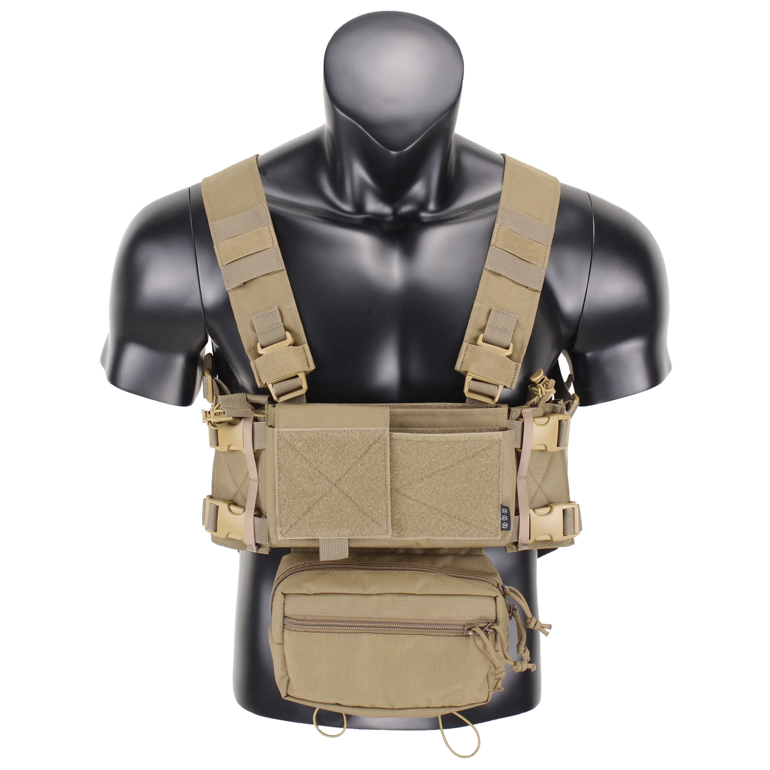ATFG CAMO Micro Chest Rig with 5.56/7.62 Magazine Holder,Wing Pouches,Dangler Pouch,Fat Strap Shoulder Harness Set - Image 9