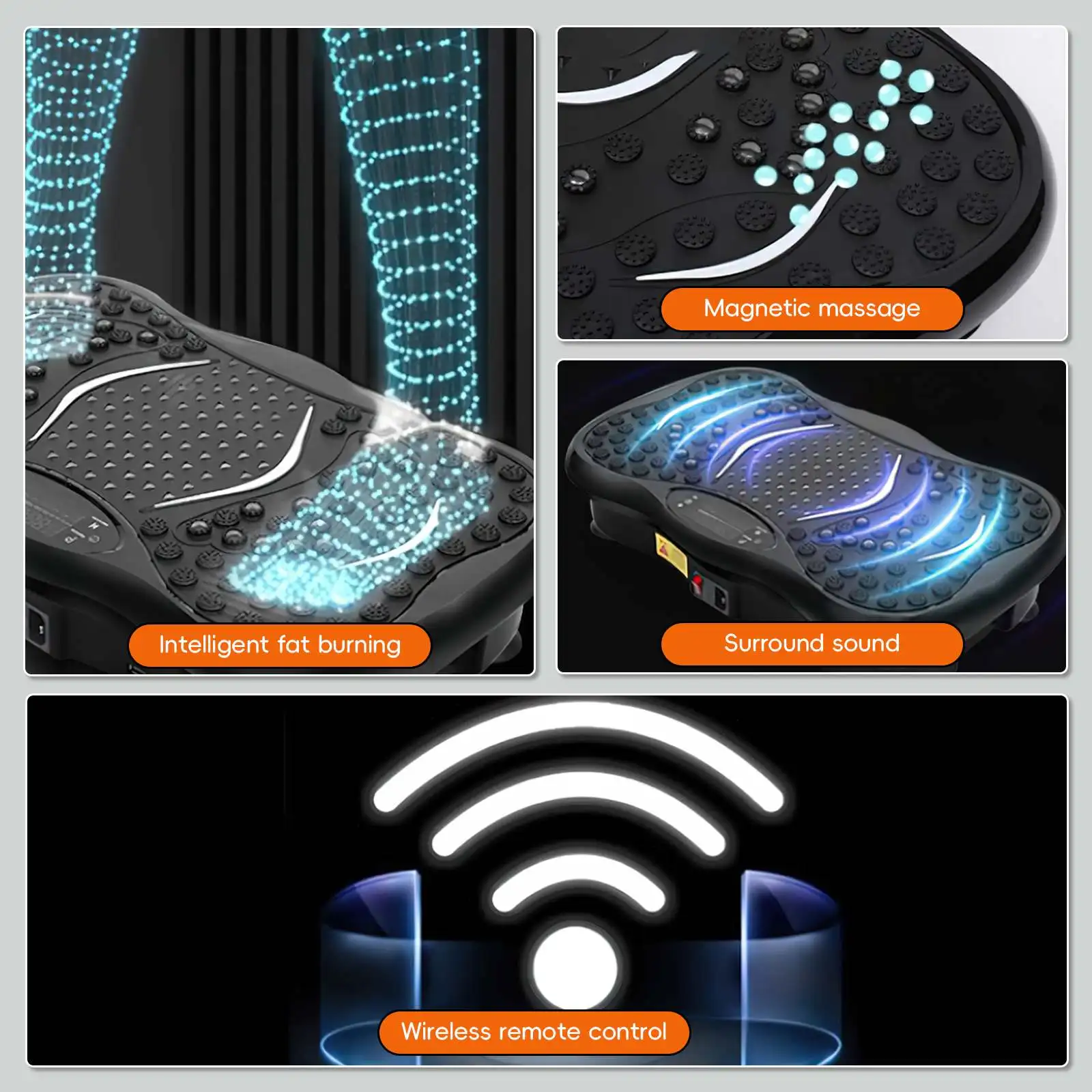 Whole Body Vibration Plate Exercise Machine, Bluetooth Speaker, 5 Auto Modes, LED Display, Resistance Bands for Home Fitness Training - Image 2