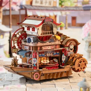 DIY Wooden Nautical Sushi Store Figurines Miniatures Bookend Assembled Houses for Friends Birthday Gifts Home Decoration