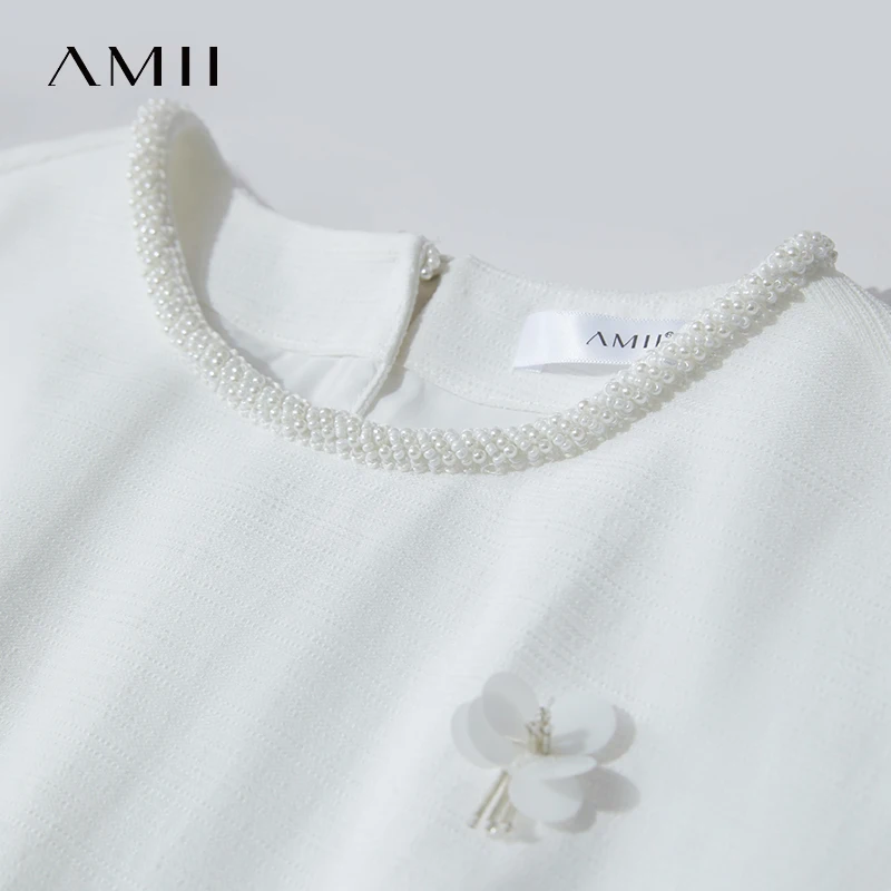 Amii Minimalism Casual Dresses 2025 Summer New Office Lady Elegant Fragrance Beaded Flower Comfort Luxury Women Dresses 12542254 - Image 6