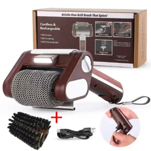 Wireless Electric BBQ Cleaning Brush with Light Rechargeable Stainless Steel for Outdoor Camping Commercial Home Send a Brush