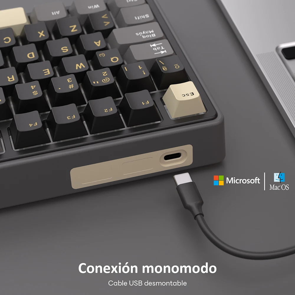 RK Royal Kludge R75 Gasket Mechanical Keyboard 75% RGB Backlit Hot-swappable Wired Spanish Gaming Keyboard with PBT Keycaps Knob - Image 3