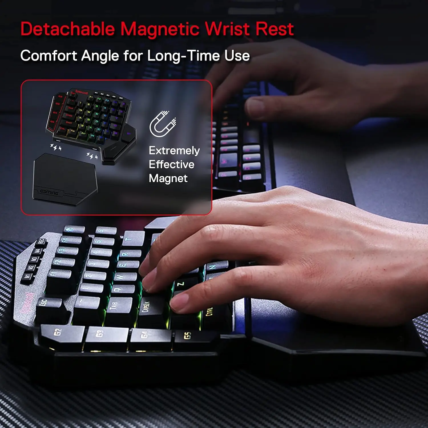 Redragon K585 PRO Wireless 42 Keys Hot-Swappable 3-Mode One-Handed Mechanical Gaming Wrist Support Keyboard - Image 3