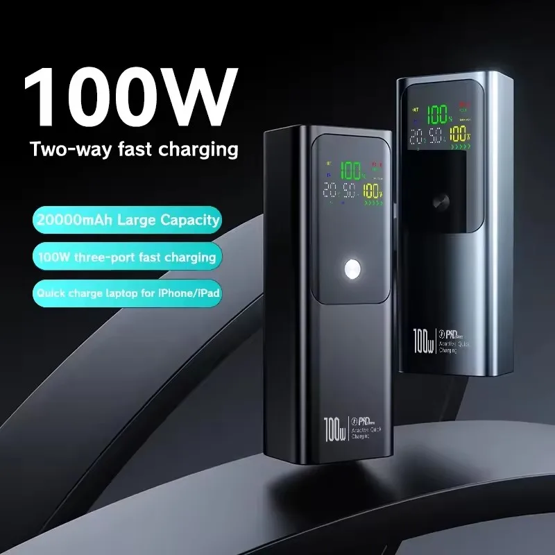 PD100W 100000mAh Large Capacity Power Bank bidirectional Fast Charging Digital Portable Powerbank Laptop Battery for Macbook - Image 4