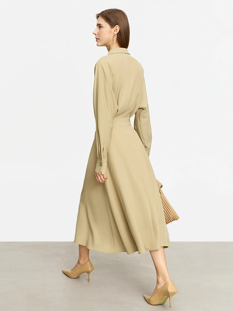 AMII Minimalist French Long-sleeve Shirt Dress for Women 2024 Autumn New A-line Office Lady Solid Midi Dresses Vestidos 12343290 - Image 3