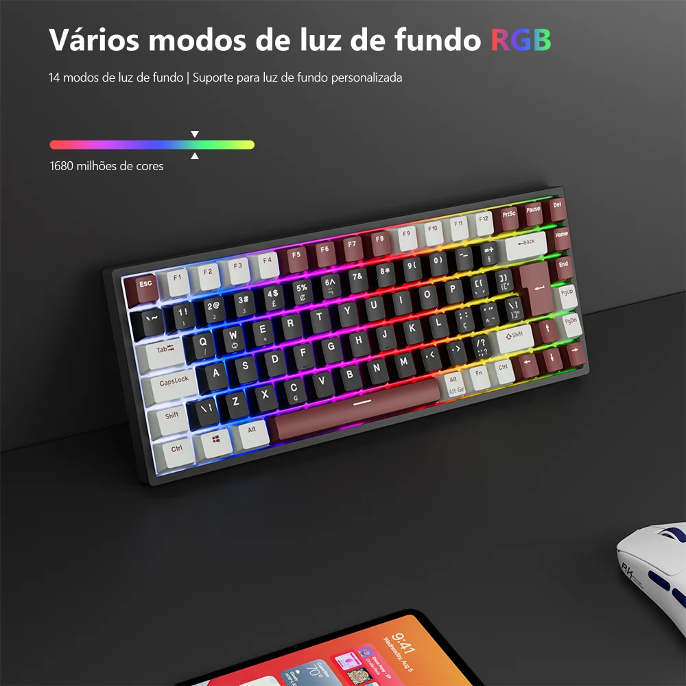RK84 RK ROYAL KLUDGE Brazilian Wireless Gamer Keyboard Tri-mode BT5.0/2.4G/USB-C 75% RGB Bluetooth Mechanical Keyboard Portugal - Image 4