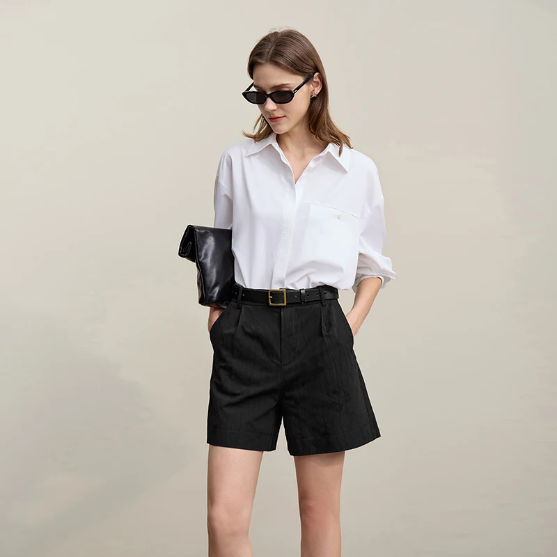 Amii Women's Shorts 2026 Autumn New Versatile Commuter Cotton Shorts Jacquard Casual Basic Women's Loose Wide-leg Pants 12641111 - Image 5