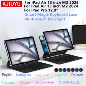 Magic Keyboard for iPad Air 13 inch M4 2026 M3 M2 Pro 12.9'' Smart Case Spanish Portuguese Hebrew French German 한국어 키보드 Keyboard