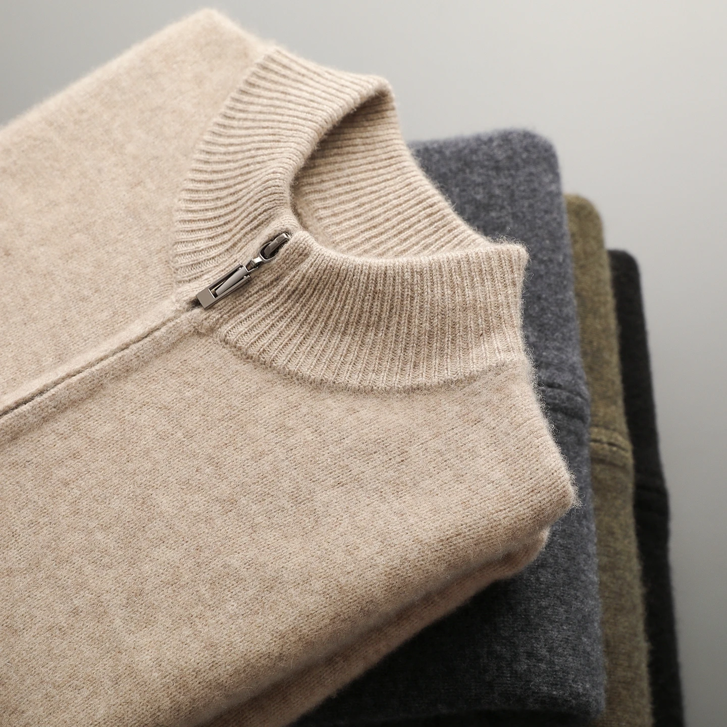 100% Merino Wool Trousers Cardigan Sweater Men Knitwear Thick Zipper Jacket Pencil Pants Autumn Winter Clothes High-end Man set - Image 6