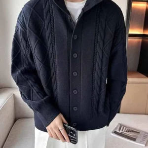 Cashmere Knitted Cardigan Jacket Men's Spring and Autumn High-End Jacquard Casual Men's Sweater New
