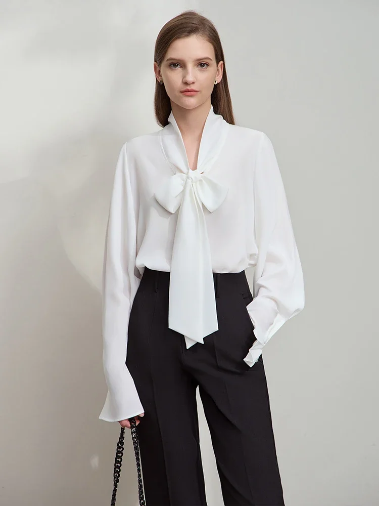 AMII Minimalist Women's Premium Chiffon Blouse 2025 Autumn New Elegant French Luxury Commuter Basic Loose Shirt Tops 12541048 - Image 3